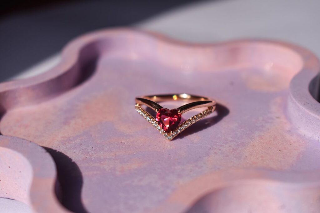 rose gold gemstone ring